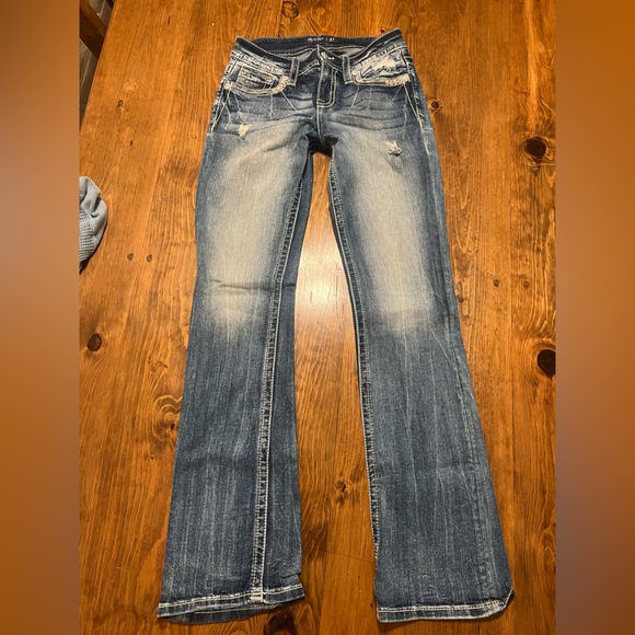 Miss Me Border Stitch Jeans 27/34 - Picture 2 of 6